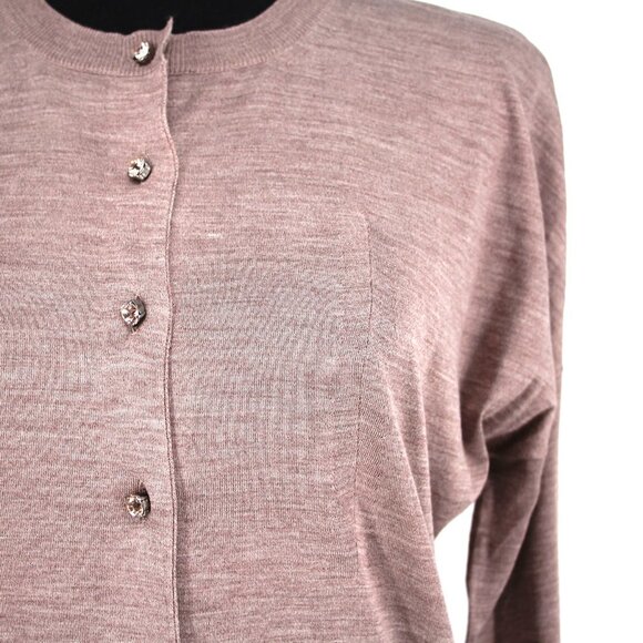 Louis Vuitton Brown Silk Classic Cardigan Sweater Gemstone Buttons Small S NEW - Picture 4 of 8